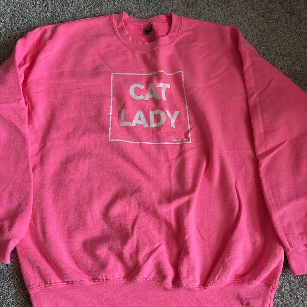 Women’s Hot Pink Cat Lady Sweatshirt Size XL